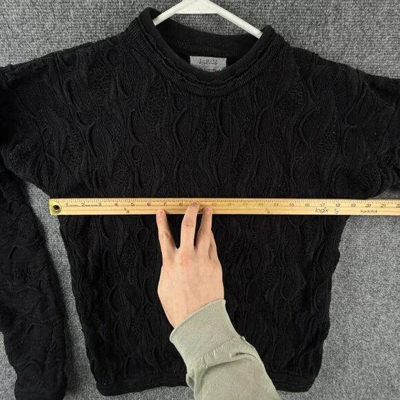 COOGI Australia Black 3D Textured Knit Sweater Pullover Cotton Small Ladies - Picture 5 of 16